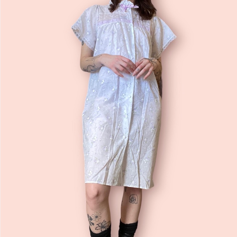 Beautiful white buttoned up short sleeved babydoll slip